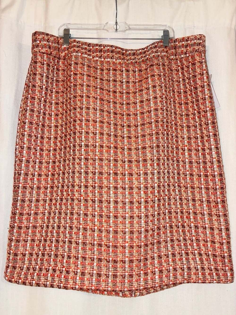 Liz Claiborne Coral Plaid Tweed Skirt Size 20T